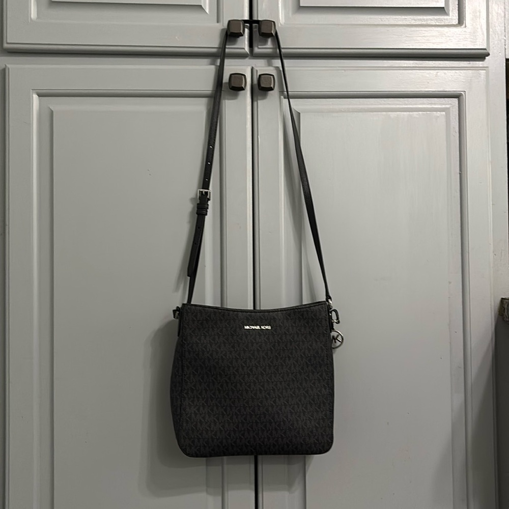 Michael Kors Black Messenger Bag with Textured Finish